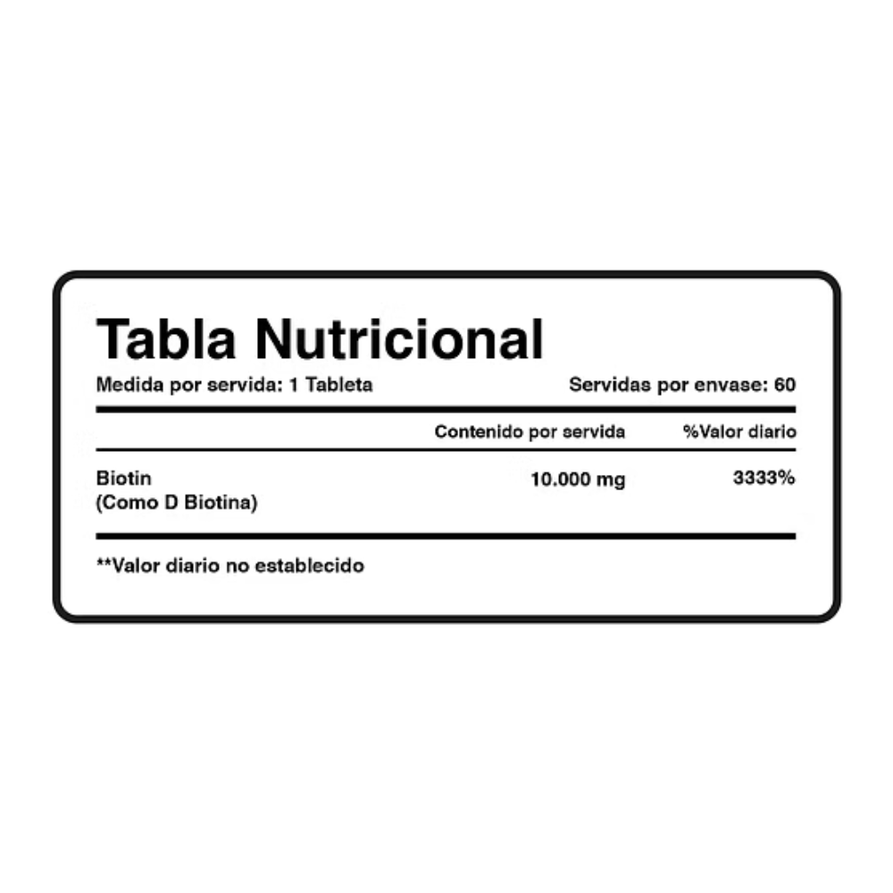 BIOTINA 10,000 MCG x 60 CAPS - XTRALIFE - Imagen 2