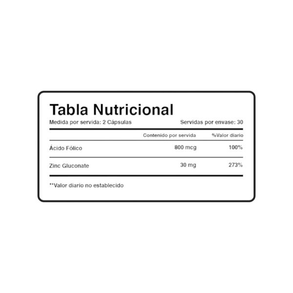 ÁCIDO FÓLICO y ZINC GLUCONATE x 60 CAPS - XTRALIFE - Imagen 4