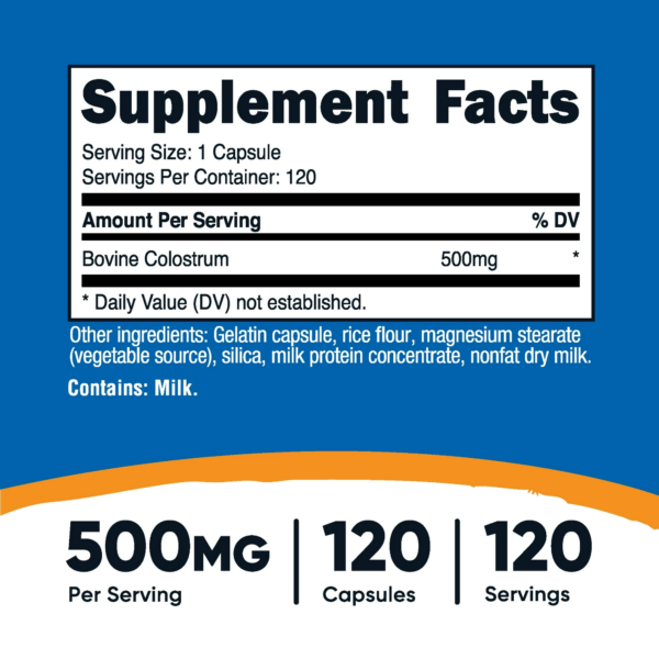 CALOSTRO 500 Mg X 120 CAPS - NUTRICOST - Imagen 2