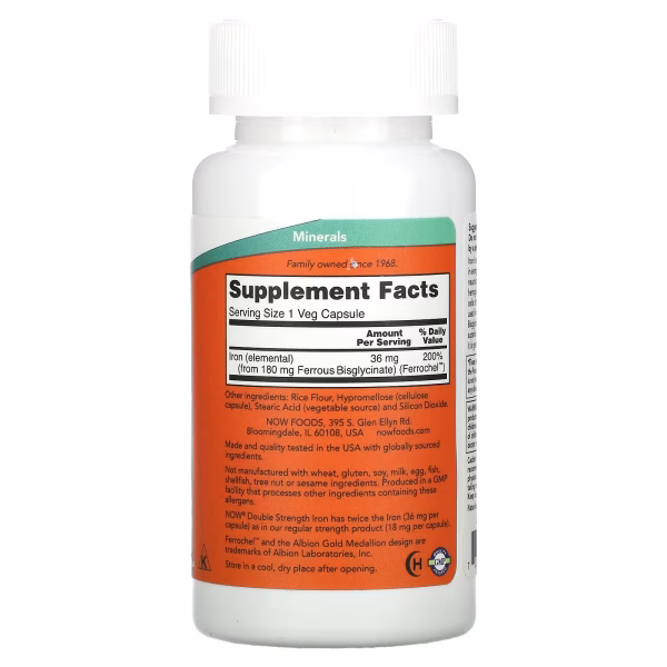 IRON ( Double Strength ) 36 MG x 90 CAPS - NOW - Imagen 2