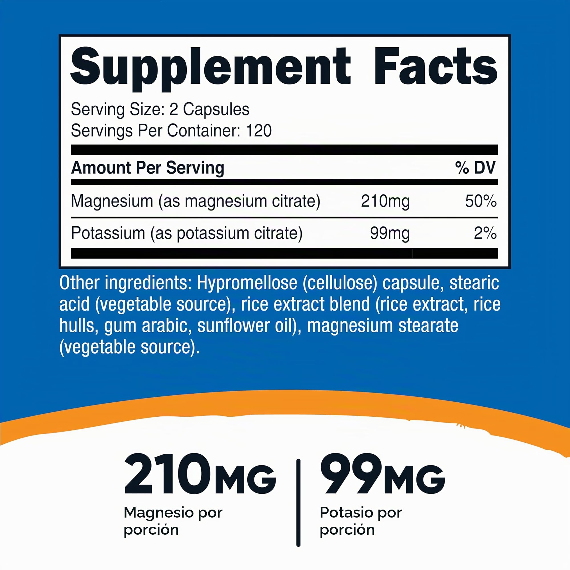 POTASSIUM + MAGNESIUM x 240 CAPS - NUTRICOST - Imagen 2