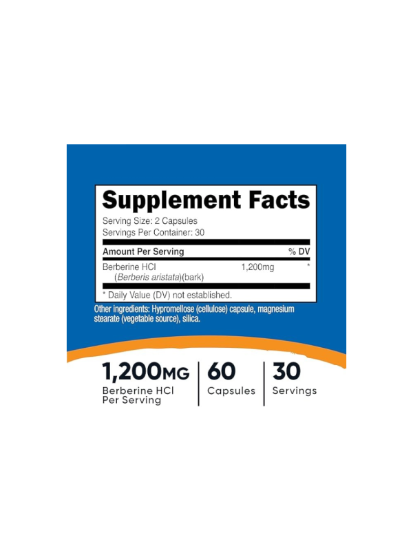 BERBERINE HCl 1200 MG x 60 CAPS - NUTRICOST - Imagen 2