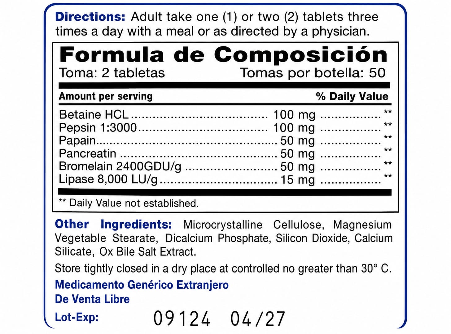 DIGESTIVE ENZYMES x 100 Tabletas - NUTRIFIT - Imagen 2