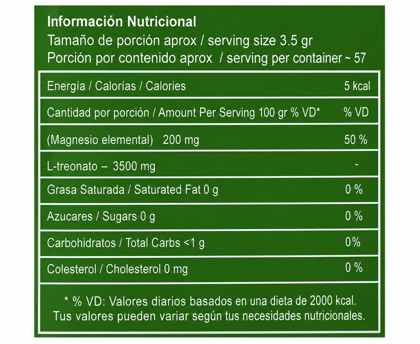 TREONATO DE MAGNESIO (polvo) 250gr - Nanita Foods - Imagen 2