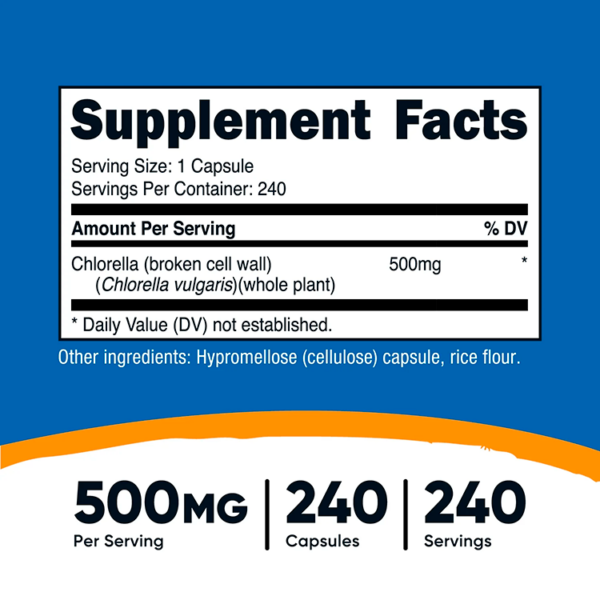 CLORELLA 500 Mg X 240 CAPS - NUTRICOST - Imagen 2