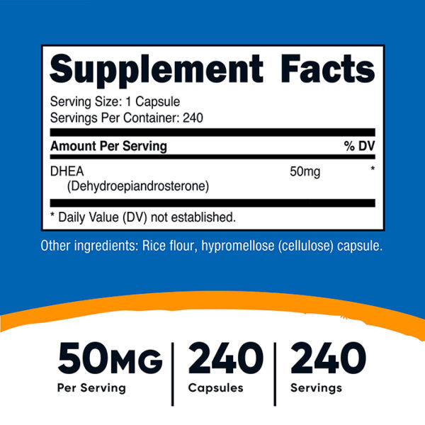 DHEA (Dehydroepiandrosterone)50 Mg X 120 CAPS - NUTRICOST - Imagen 2