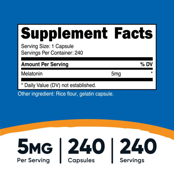 MELATONINA 5 Mg X 240 CAPS - NUTRICOST - Imagen 2