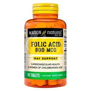 FOLIC ACID 800 mcg x 100 tabletas - MASON NATURAL