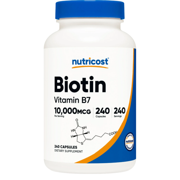 Suplemento de Biotina (vitamina b7) 10.000 mcg X 240 CAPS - NUTRICOST