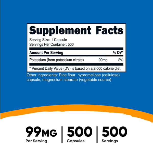 CITRATO DE POTACIO 99 Mg X 500 CASP - NUTRICOST - Imagen 2
