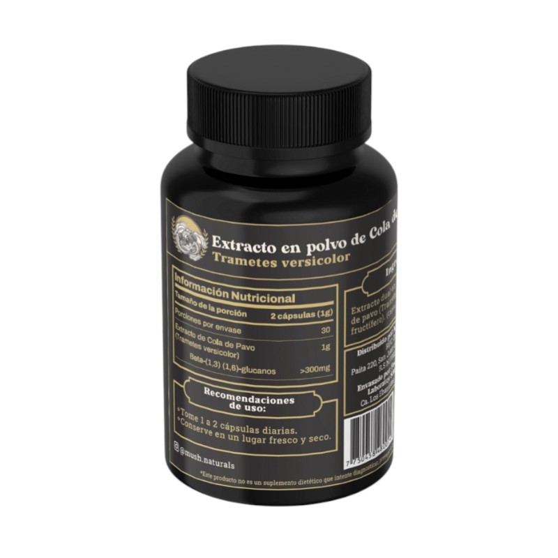 COLA DE PAVO x 60 CAPS - MUSH ORGANICS - Imagen 2