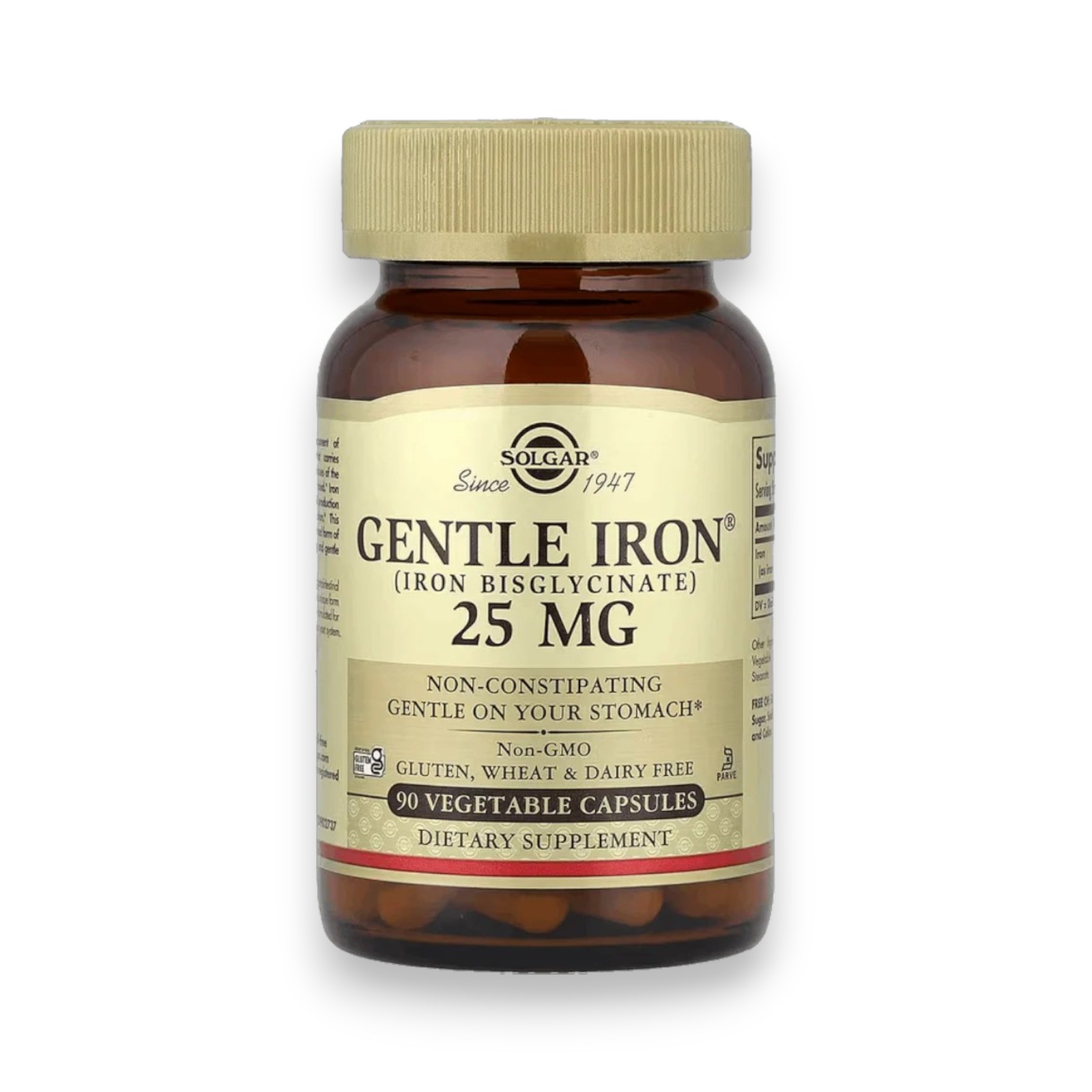 HIERRO GENTLE 25 MG (Hierro bisglicinato) x 90 CAPS - SOLGAR - Imagen 2