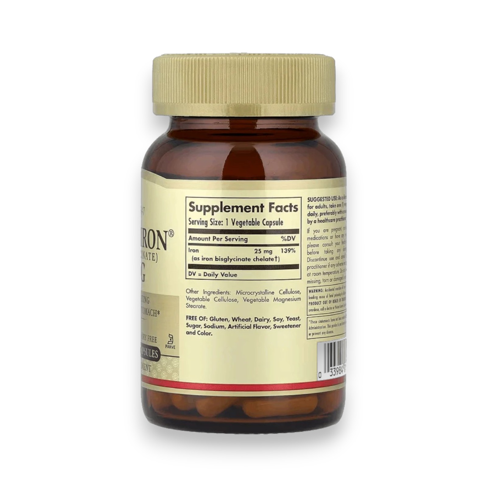 HIERRO GENTLE 25 MG (Hierro bisglicinato) x 90 CAPS - SOLGAR - Imagen 3