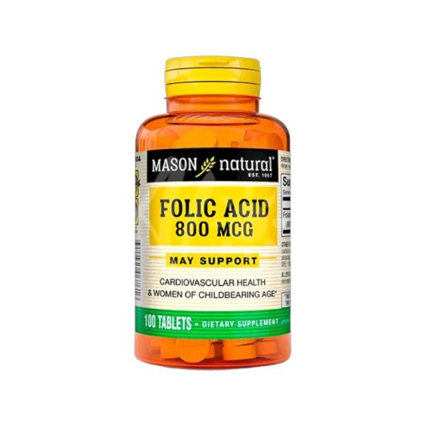 FOLIC ACID 800 MCG x 100 TABLETS - MASON NATURAL - Imagen 2