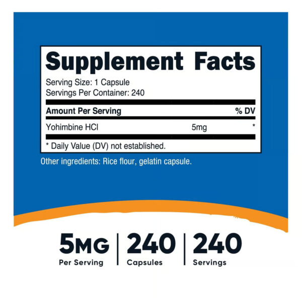 YOHIMBINE 5 MG X 120 CAPS - NUTRICOST - Imagen 2