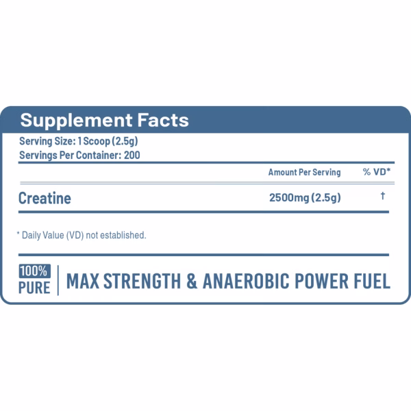 100% CREATINE MONOHYDRATE 500 G - UN - Imagen 3
