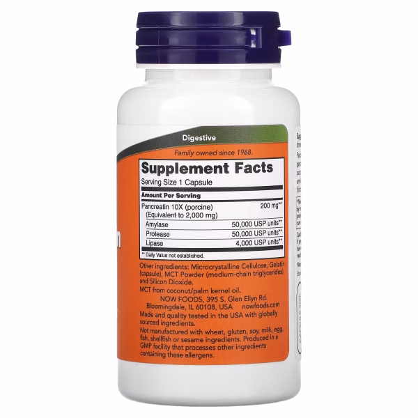 PANCREATIN 2000 MG X 100 CAPS - NOW - Imagen 2