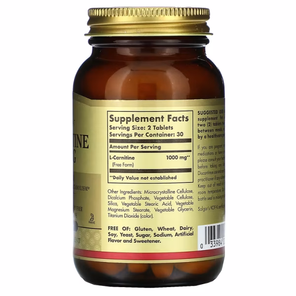 L-CARNITINE 500 MG X 60 TABLETS - SOLGAR - Imagen 2