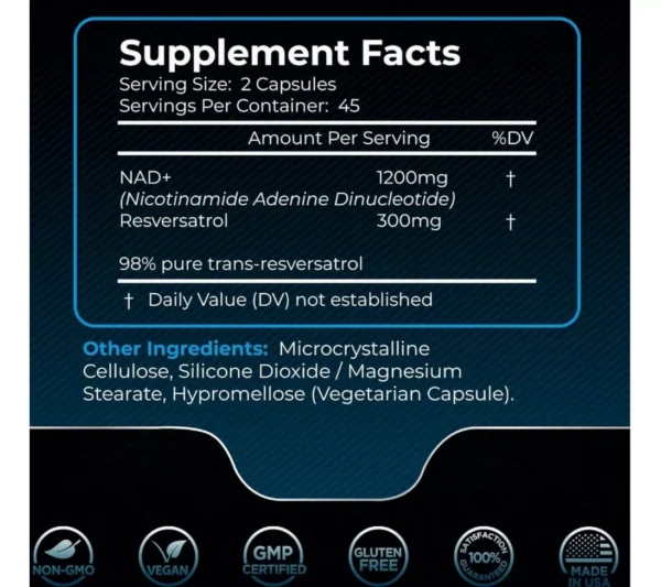 RESVERATROL NAD+ 1500 MG X 90 CAPS - WELLNESS LABSRX - Imagen 2