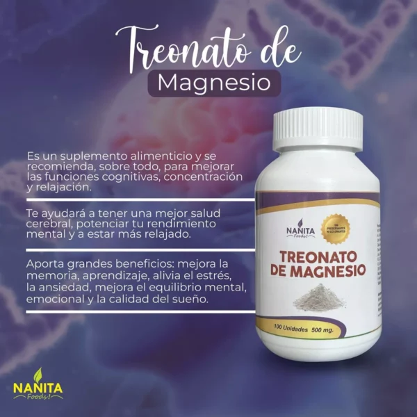 TREONATO DE MAGNESIO 500 MG X 100 UNID - NANITA - Imagen 2