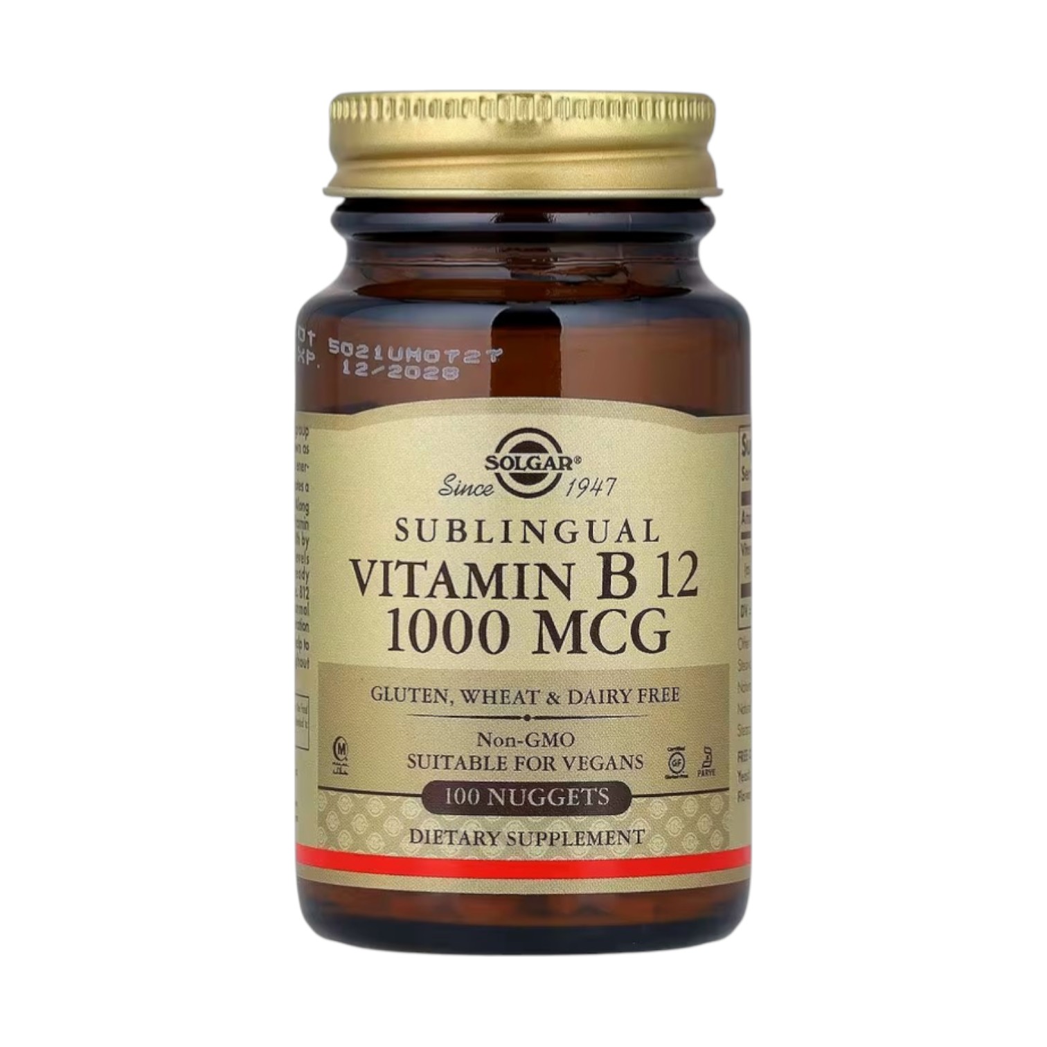 VITAMIN B12 SUBLINGUAL 1000 MCG x 100 NUGGETS - SOLGAR - Imagen 3