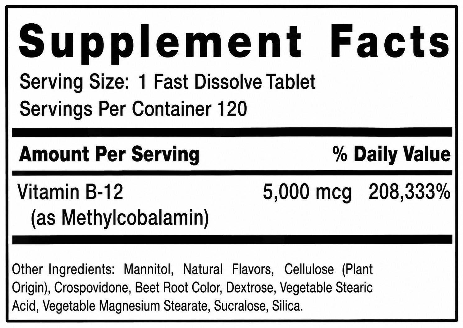 B-12 5000 MCG x 120 TABLETS - HORBAACH - Imagen 2