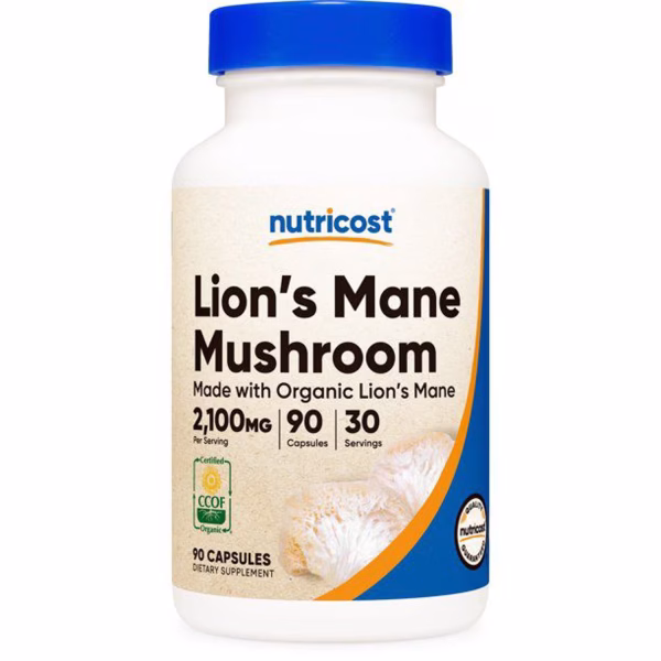 LION'S MANE MUSHROOM ORGANIC 2,100 MG X 90 CAPS - NUTRICOST