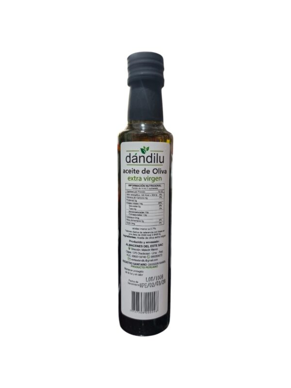 ACEITE DE OLIVA EXTRA VIRGEN (VIDREO 250 ML) - DANDILU - Imagen 2