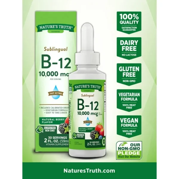 B-12 10,000 MCG SUBLINGUAL (59 ML) - NATURES TRUTH