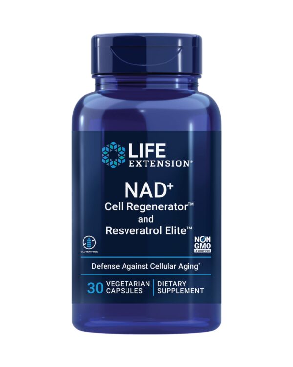 NAD+ CELL REGENERATOR AND RESVERATROL ELITE X 30 CAPS - LIFE EXTENSION