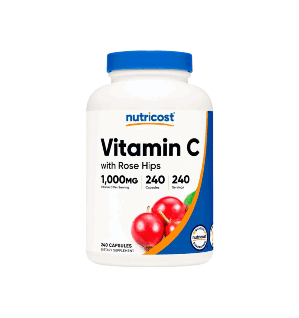 VITAMIN C WITH ROSE HIPS 1,000 MG X 240 CAPS - NUTRICOST