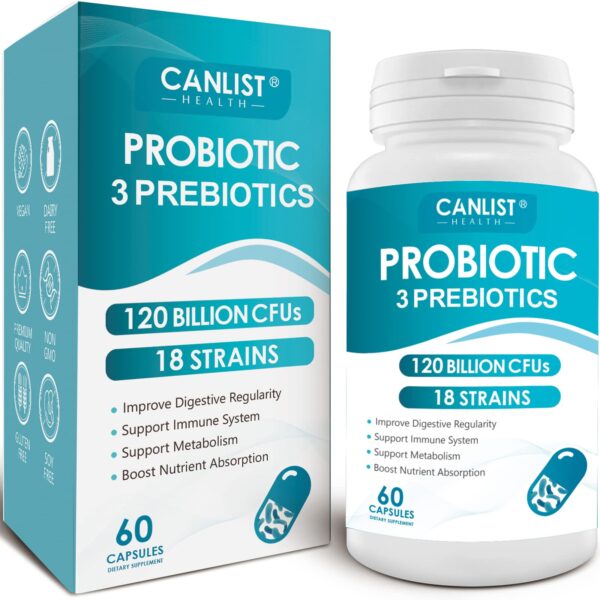 PROBIOTIC 3 PREBIOTICS 120 BILLION CFUS 18 TRAINS X 60 CAPS - CANLIST - Imagen 4