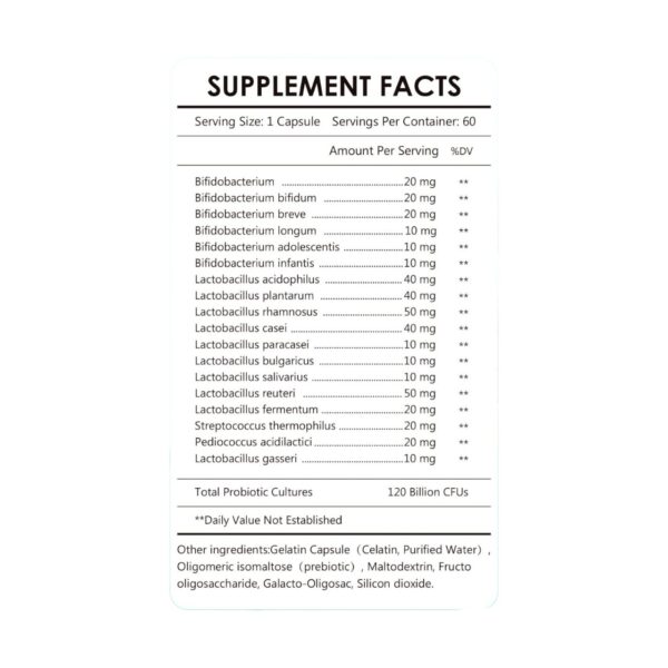 PROBIOTIC 3 PREBIOTICS 120 BILLION CFUS 18 TRAINS X 60 CAPS - CANLIST - Imagen 2