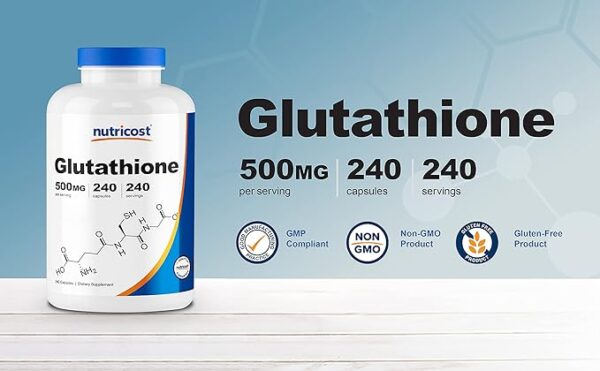GLUTATHIONE (Reduced form) 500 MG X 240 CAPS - NUTRICOST - Imagen 4