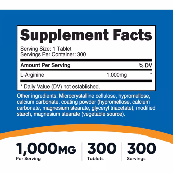 L-ARGININE 1,000 MG X 300 CAPS - NUTRICOST - Imagen 3
