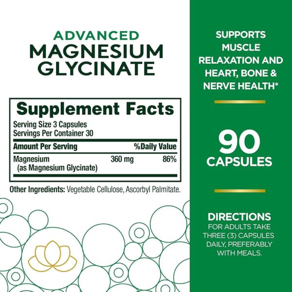 ADVANCED MAGNESIUM GLYCINATE 360 MG X 90 CAPS - NATURE'S BOUNTY - Imagen 2