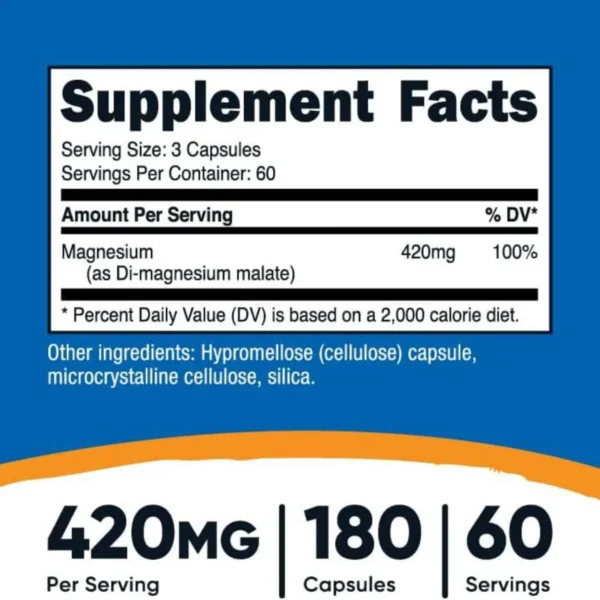 MAGNESIUM MALATE 420 MG X 180 - NUTRICOST - Imagen 2
