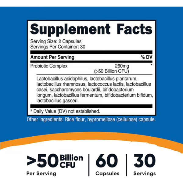 PROBIOTIC COMPLEX >50 BILLION CFU X 60 CAPS - NUTRICOTS - Imagen 2