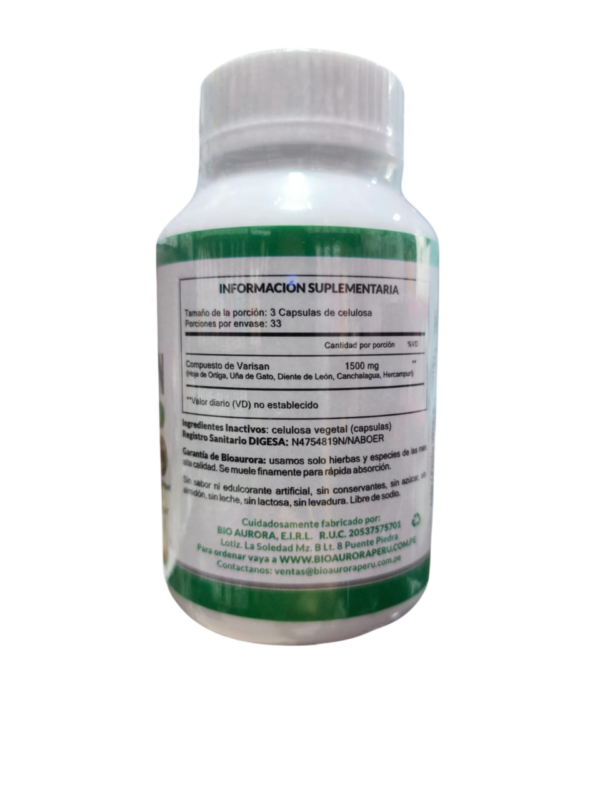 VARISAN 500 MG X 100 CAPS - BIO AURORA - Imagen 2