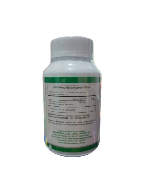 SABILA CON ALOE VERA 500 MG X 100 CAPS - BIOAURORA - Imagen 2