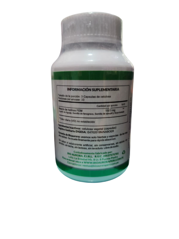 FEM BALANCE HORMONAL 500 MG X 100 CAPS - BIOAURORA - Imagen 2