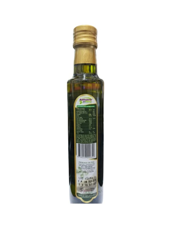 ACEITE DE OLIVA EXTRA VIRGEN CON OMEGA 6-9 (VIDRIO 250 ML) - AUTOCTONO DEL PERU - Imagen 2
