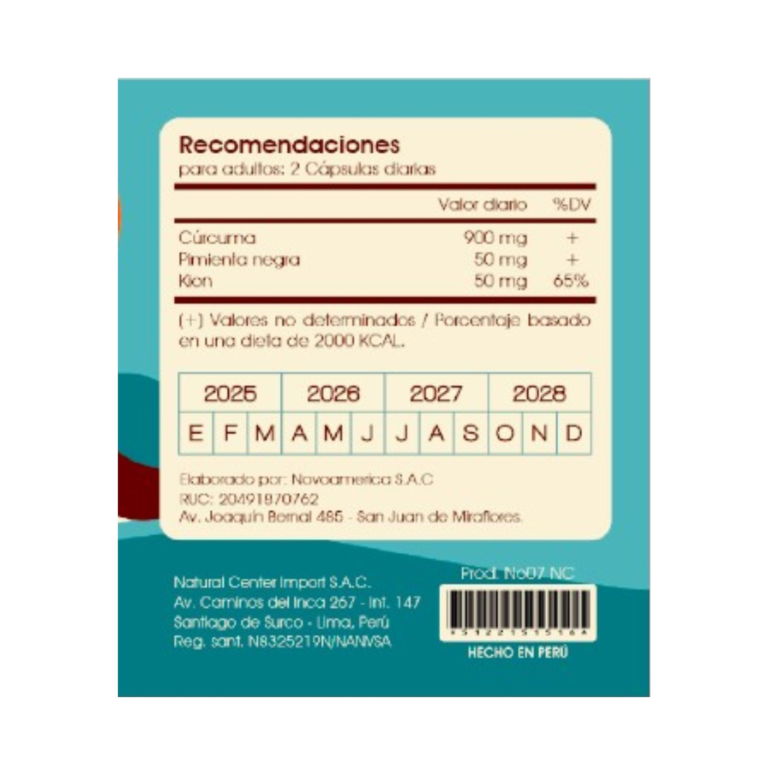 CURCUMA 1000 MG x 120 CAPS - NATURAL CENTER - Imagen 2
