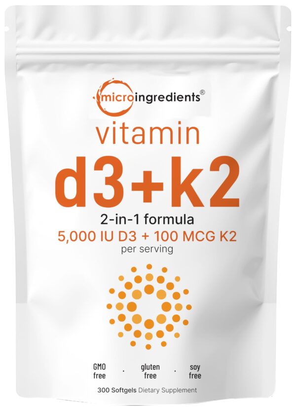 VITAMIN D3+K2 (5,000 IU + 100 MCG) X 300 SOFT - MICROINGREDIENTS