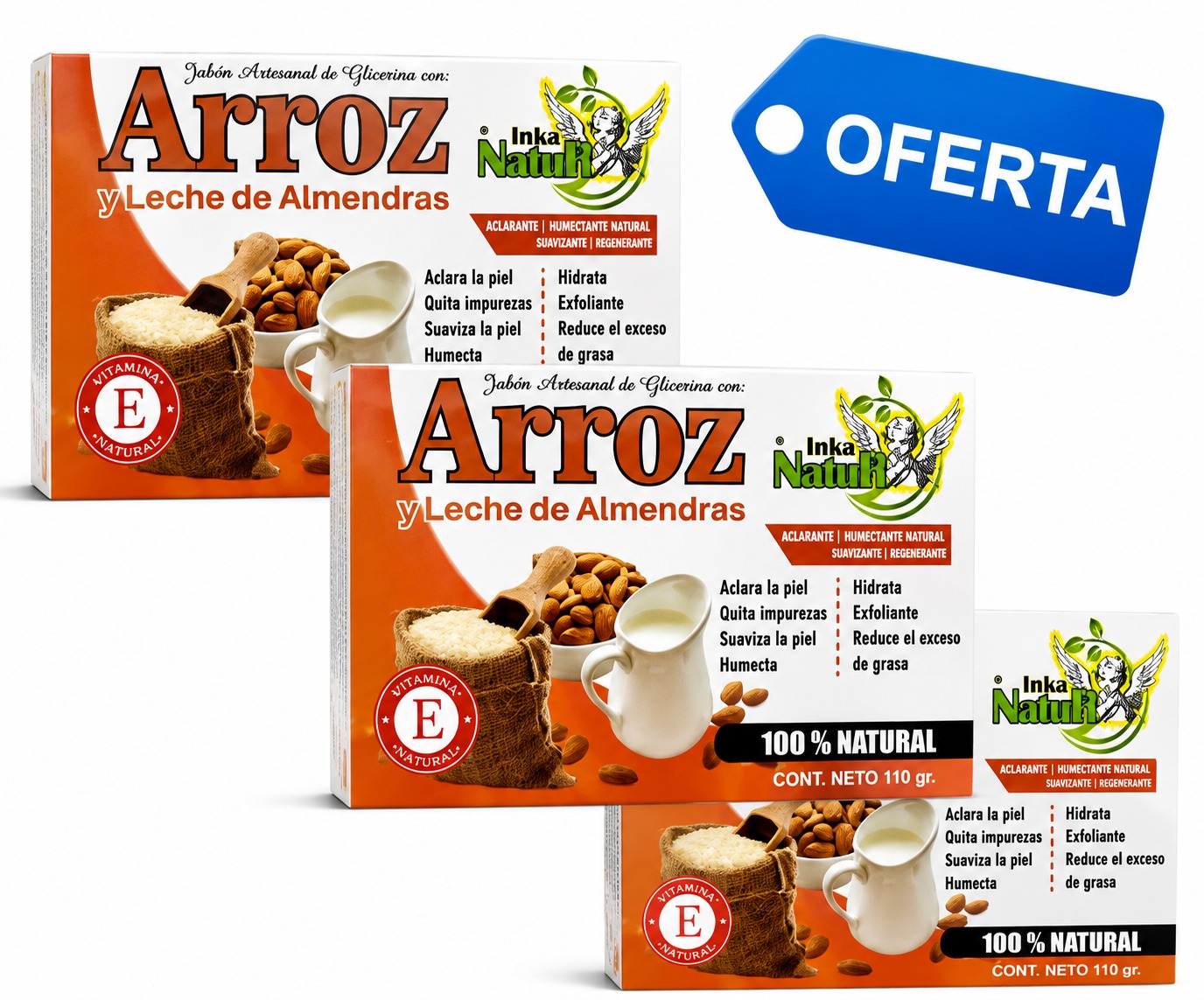 TRIPACK - JABON DE ARROZ Y LECHE DE ALMENDRAS