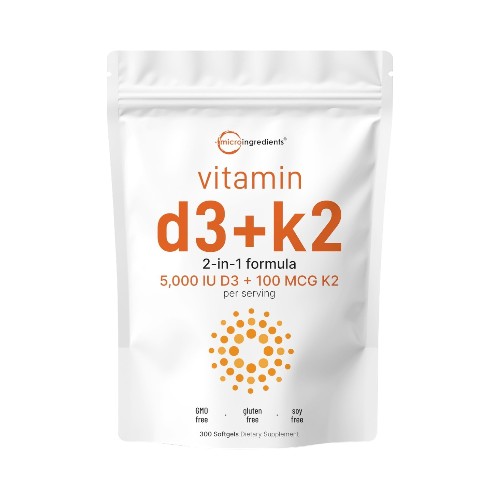 VITAMIN D3+K2 (5,000 IU + 100 MCG) x 300 SOFT - MICROINGREDIENTS - Imagen 3