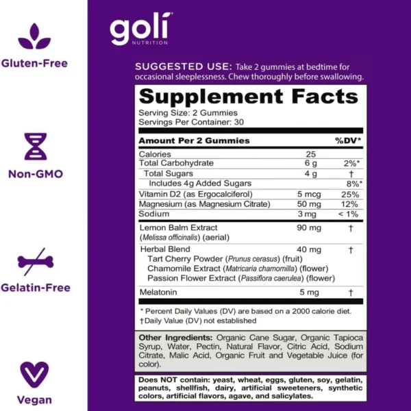 DREAMY SLEEP GUMMIES X 60 GUMMIES - GOLI - Imagen 2