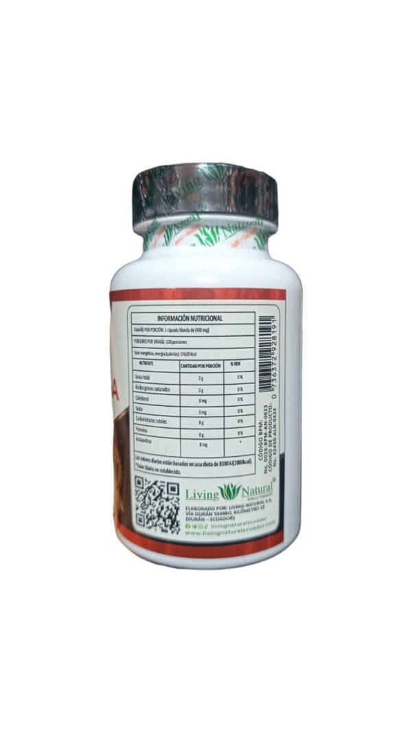 ASTAXANTINA 400MG X 100 CAPS - LIVING NATURAL - Imagen 2