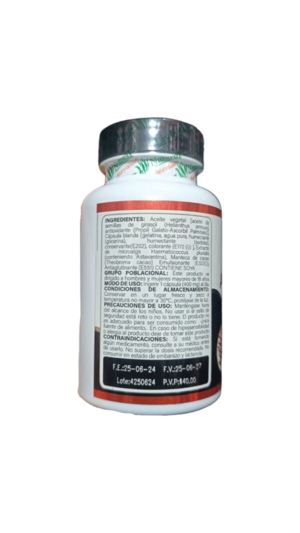 ASTAXANTINA 400MG X 100 CAPS - LIVING NATURAL - Imagen 3