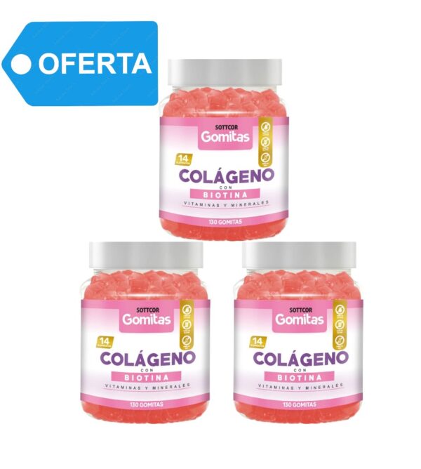COLAGENO CON BIOTINA x 130 GOMS SOTTCOR - TRIPACK